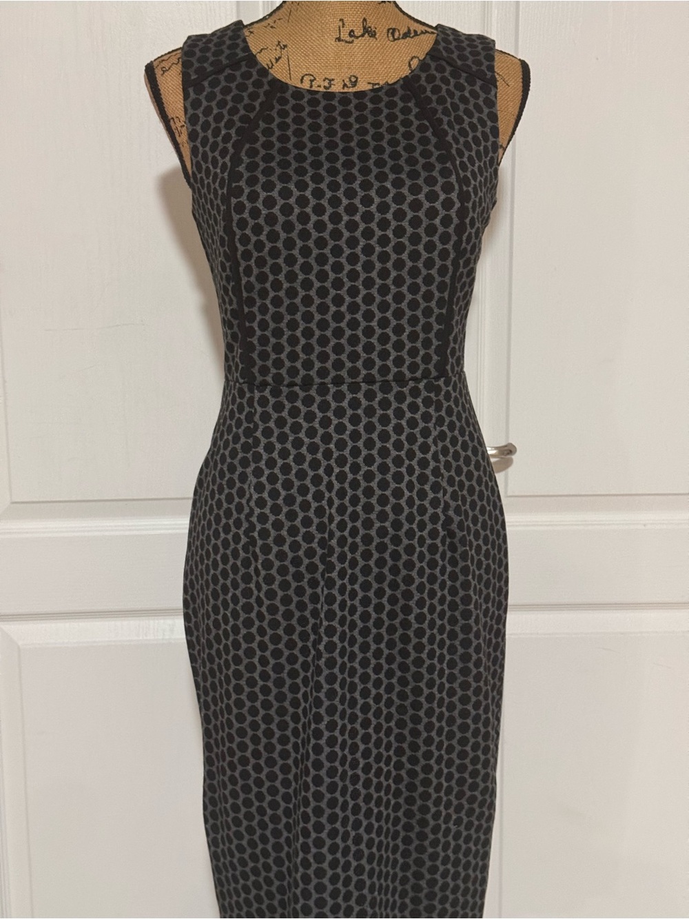 Enfocus Studio Black Polka-Dot Midi Sheath Dress